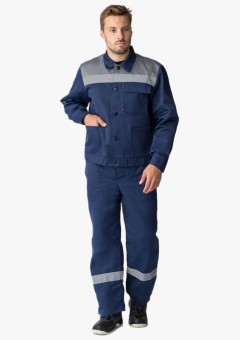 Костюм мужской Квайл-2 СОП (тк.Смесовая,210) полукомбинезон, тёмно-синий, серый