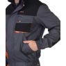 Куртка мужская рабочая укороченная "Сириус-Манхеттен" тёмно-серая с оранжевым и чёрным