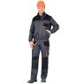 Куртка мужская рабочая укороченная "Сириус-Манхеттен" тёмно-серая с оранжевым и чёрным