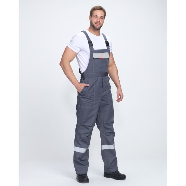 Костюм Фаворит-2 Премиум СОП IMP, ткань Смесовая, 240 г/м2, полукомбинезон, цвет тёмно-серый, серый, красный