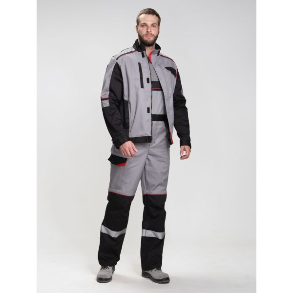 Костюм Сервис IMP, ткань Смесовая, 240 г/м2, полукомбинезон, цвет серый, чёрный