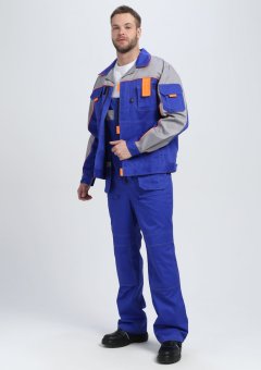 Костюм Драга-2 (тк.Смесовая МВО,240) п/к, васильковый/св.серый/оранжевый