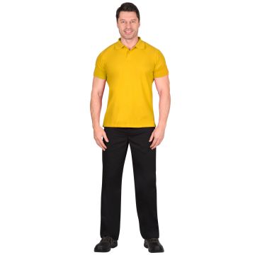 Рубашка-поло жёлтая, короткие рукава, рукав с манжетом, плотность 180 гр.кв.м