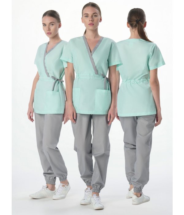 Костюм женский MedLine Арина (тк.Смесовая, 120), серый/мятный