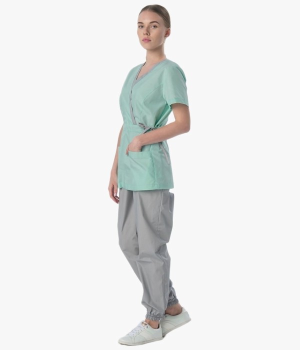 Костюм женский Симпл-001 (тк.Смесовая,120) MedLine, серый, мятный