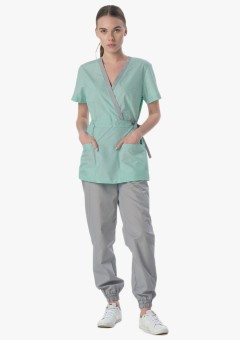 Костюм женский Симпл-001 (тк.Смесовая,120) MedLine, серый, мятный