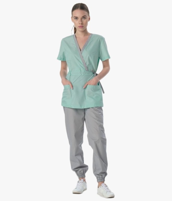 Костюм женский Симпл-001 (тк.Смесовая,120) MedLine, серый, мятный