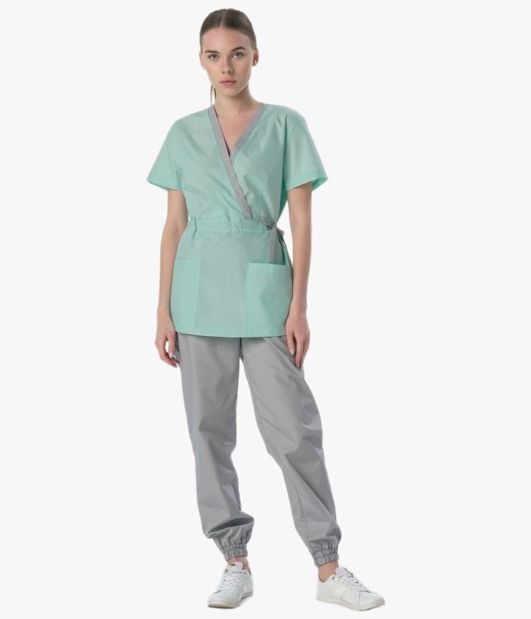 Костюм женский Симпл-001 (тк.Смесовая,120) MedLine, серый, мятный