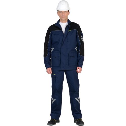Костюм рабочий "Сириус-Фотон", куртка, полукомбинезон, цвет синий с чёрным