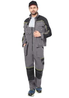 Костюм СИРИУС-АГАТ куртка, полукомбинезон, серый с черным, 260 г/м2, 65% ПЭ, 35% ХБ