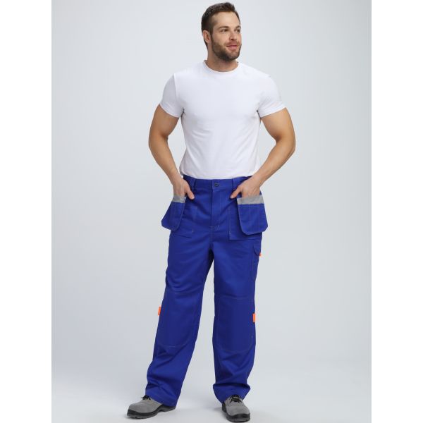 Костюм Союз-Профессионал-1 CH, ткань Смесовая, 240 г/м2, брюки, цвет васильковый, светло-серый, оранжевый