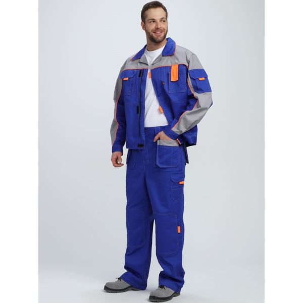 Костюм Союз-Профессионал-1 CH, ткань Смесовая, 240 г/м2, брюки, цвет васильковый, светло-серый, оранжевый