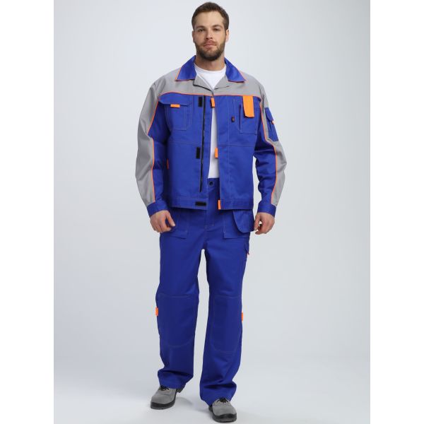 Костюм Союз-Профессионал-1 CH, ткань Смесовая, 240 г/м2, брюки, цвет васильковый, светло-серый, оранжевый