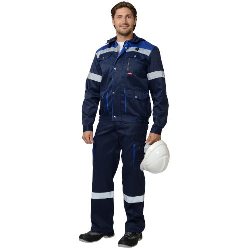 Костюм рабочий "Сириус-Титан", куртка, полукомбинезон, цвет синий с васильковым и СОП