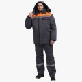 Костюм зимний мужской на пуговицах Квайл-1 СОП (тк.Смесовая,210) брюки, тёмно-серый, оранжевый