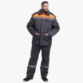 Костюм зимний мужской на пуговицах Квайл-1 СОП (тк.Смесовая,210) брюки, тёмно-серый, оранжевый
