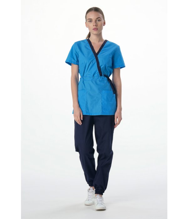 Костюм женский MedLine Арина (тк.Смесовая,120), т.синий/ярко-голубой