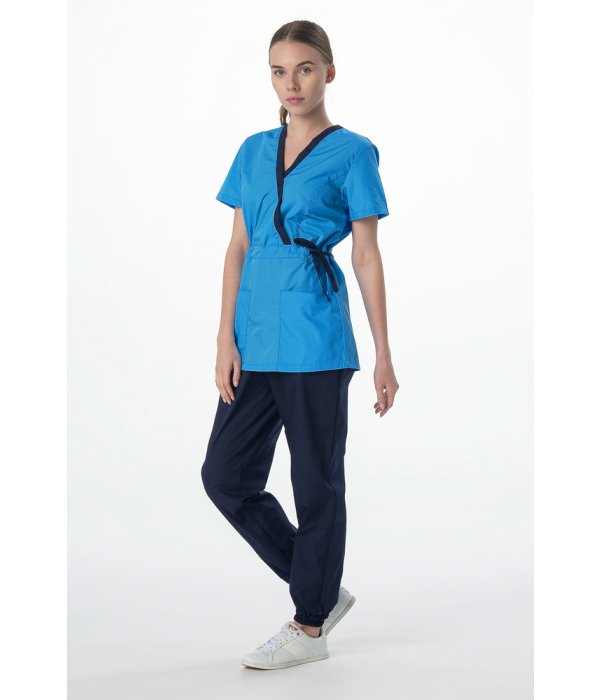 Костюм женский MedLine Арина (тк.Смесовая,120), т.синий/ярко-голубой