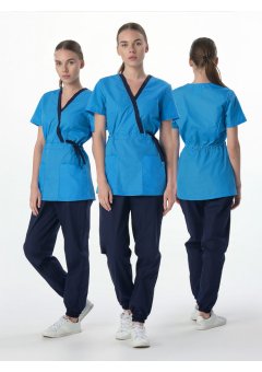 Костюм женский MedLine Арина (тк.Смесовая,120), т.синий/ярко-голубой