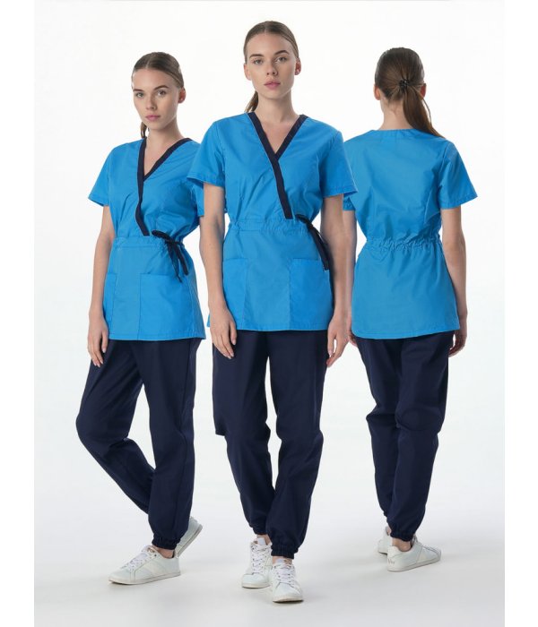 Костюм женский MedLine Арина (тк.Смесовая,120), т.синий/ярко-голубой