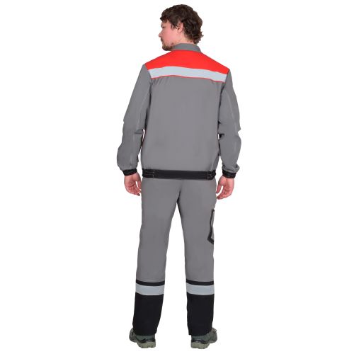 Костюм "Сириус 4120", куртка, полукомбинезон, цвет средне-серый с красным и СОП