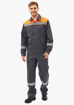 Костюм мужской Липецк-1 СОП CH (тк.Смесовая,280) брюки, тёмно-серый, оранжевый