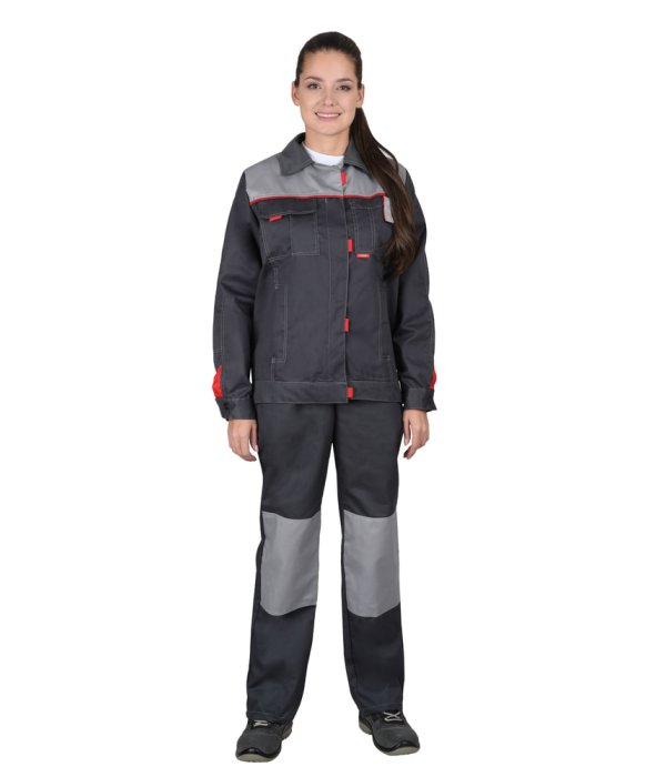 Костюм СИРИУС-ФАВОРИТ женский куртка, брюки  т.серый со св.серым