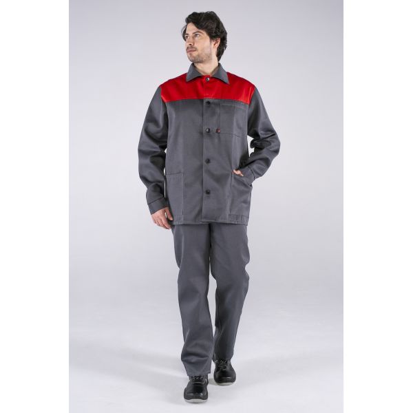 Костюм Стандарт, ткань Смесовая, 210 г/м2, куртка, брюки, цвет тёмно-серый, красный