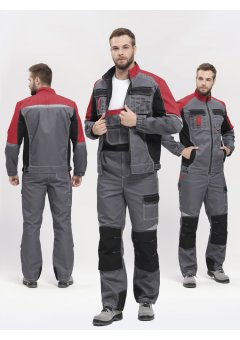 Костюм Вектрон-2 (тк.Смесовая,240) п/к, серый/красный/черный