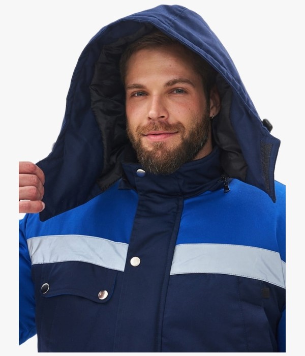 Костюм зимний мужской Сибер-Премиум СОП IMP (тк. Смесовая, 240 гр/м2) полукомбинезон, тёмно-синий, васильковый