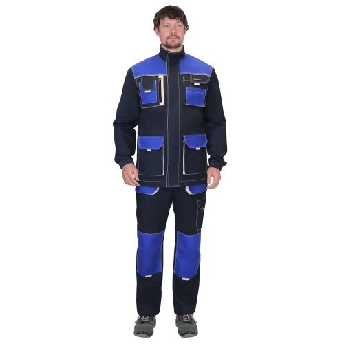Костюм Сириус-Двин, куртка, брюки, цвет синий с васильковым и молочной отделкой, плотность 275 г/м2