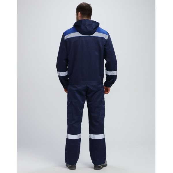 Костюм Титан СОП с капюшоном, ткань Смесовая, 210 г/м2, полукомбинезон, цвет тёмно-синий, васильковый