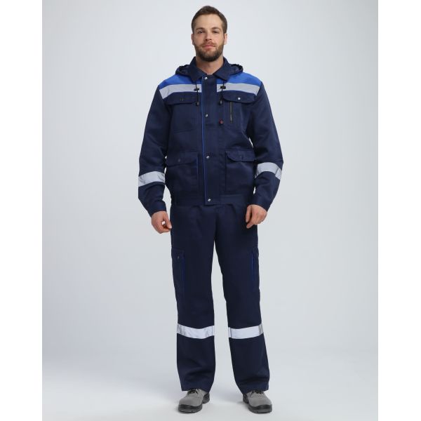 Костюм Титан СОП с капюшоном, ткань Смесовая, 210 г/м2, полукомбинезон, цвет тёмно-синий, васильковый