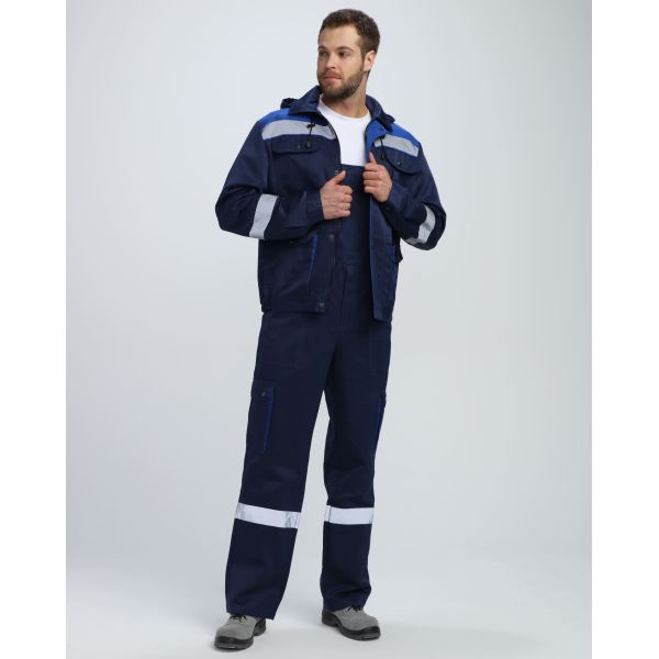 Костюм Титан СОП с капюшоном, ткань Смесовая, 210 г/м2, полукомбинезон, цвет тёмно-синий, васильковый