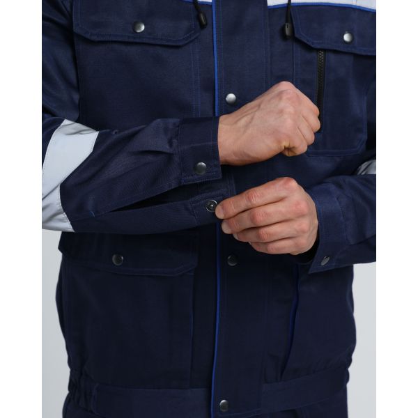 Костюм Титан СОП с капюшоном, ткань Смесовая, 210 г/м2, полукомбинезон, цвет тёмно-синий, васильковый