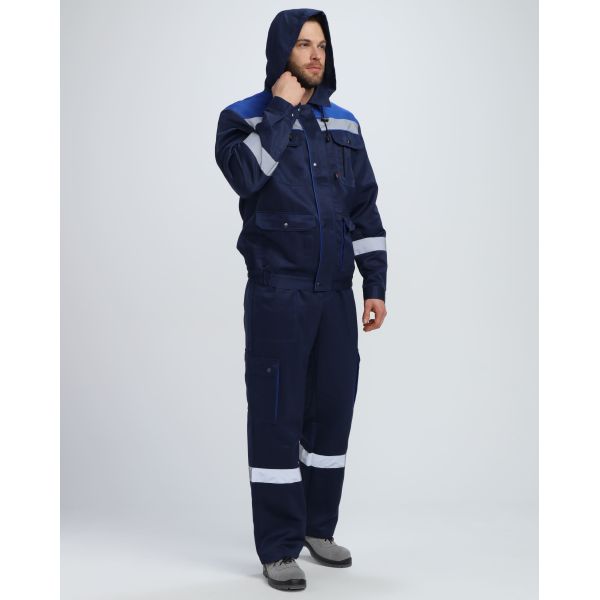 Костюм Титан СОП с капюшоном, ткань Смесовая, 210 г/м2, полукомбинезон, цвет тёмно-синий, васильковый