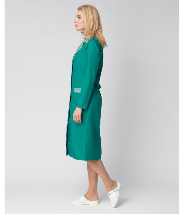 Халат женский Надежда (тк.ТиСи), зеленый/полоска