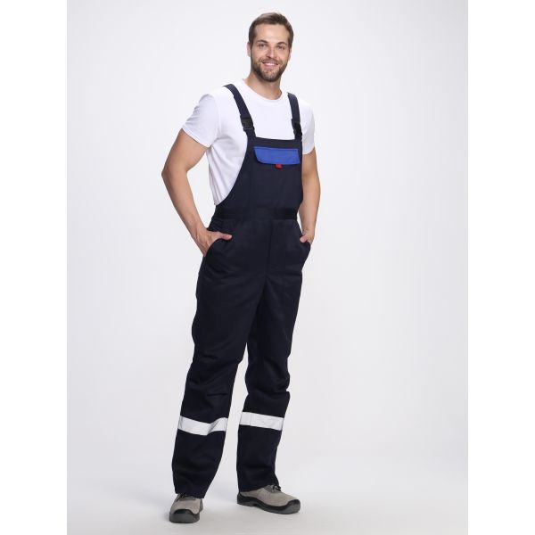 Костюм Фаворит-2 СОП усиленный IMP, ткань Смесовая, 210 г/м2, полукомбинезон, цвет тёмно-синий, васильковый, красный