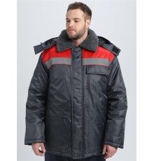Куртка зимняя Бригада NEW (тк.Оксфорд), т.серый/красный