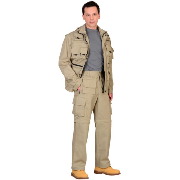 Костюм Сириус-Тигр, куртка, брюки, цвет песочный, ткань Родос, 245 г/м2