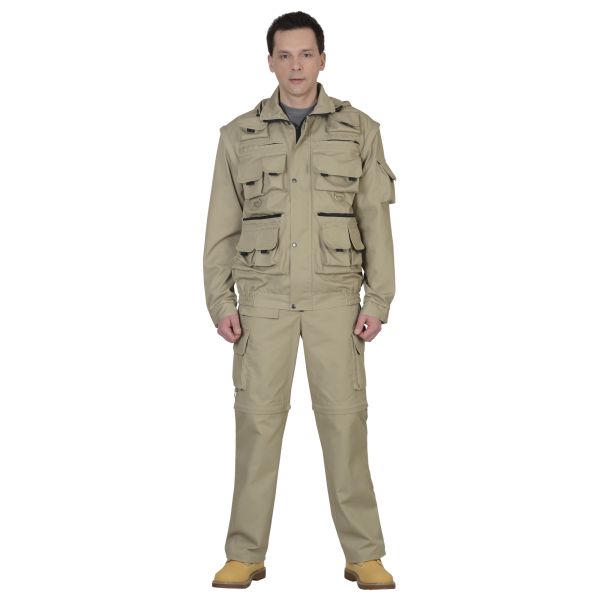 Костюм Сириус-Тигр, куртка, брюки, цвет песочный, ткань Родос, 245 г/м2