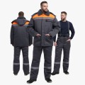 Костюм зимний мужской на пуговицах Квайл-1 СОП (тк.Смесовая,210) брюки, тёмно-серый, оранжевый