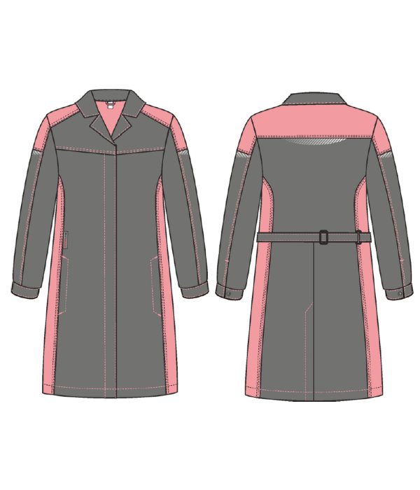 Халат женский ProfLineSpecialist (тк.Смесовая,240), серый/розовый