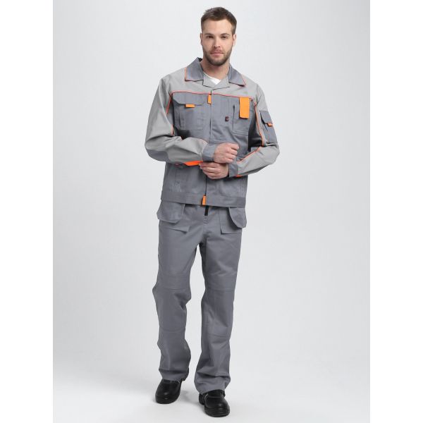Костюм Союз-Профессионал-2 CH, ткань Смесовая, 240 г/м2, полукомбинезон, цвет серый, светло-серый, оранжевый