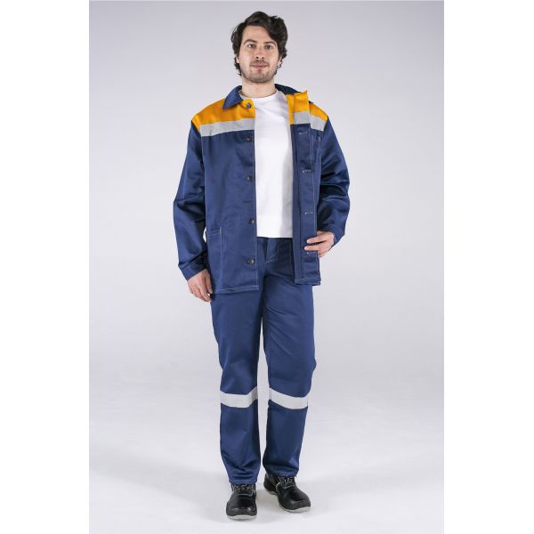 Костюм Стандарт СОП, ткань Смесовая, 210 г/м2, куртка, брюки, цвет тёмно-синий, оранжевый