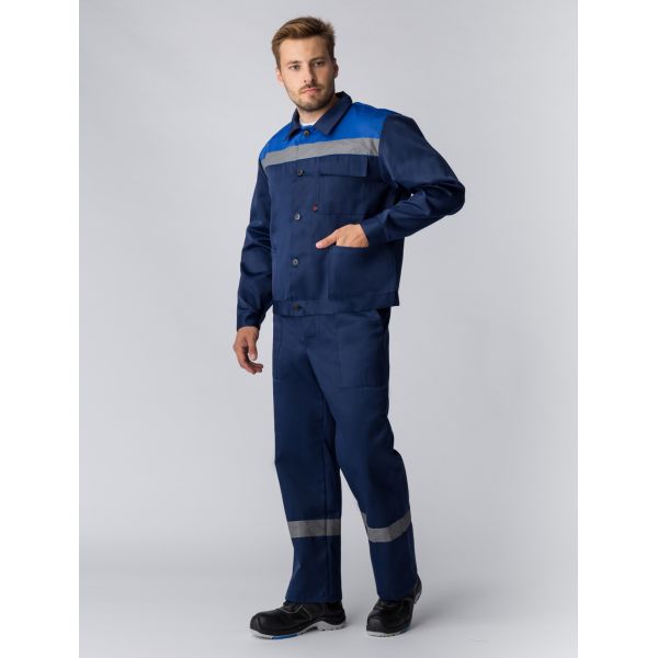 Костюм Труженик-2 СОП, ткань Смесовая, 210 г/м2, полукомбинезон, цвет тёмно-синий, васильковый