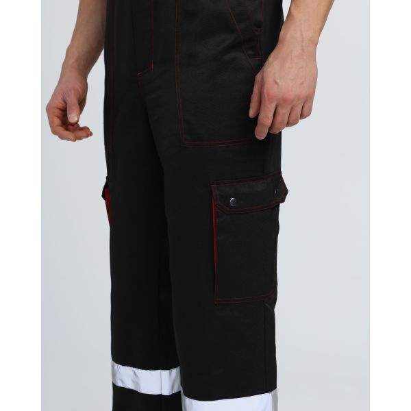 Костюм Титан СОП с капюшоном, ткань Смесовая, 210 г/м2, полукомбинезон, цвет чёрный, красный
