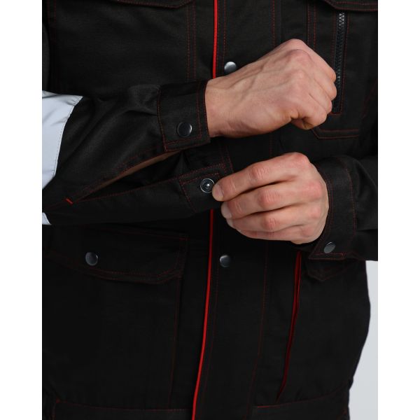 Костюм Титан СОП с капюшоном, ткань Смесовая, 210 г/м2, полукомбинезон, цвет чёрный, красный