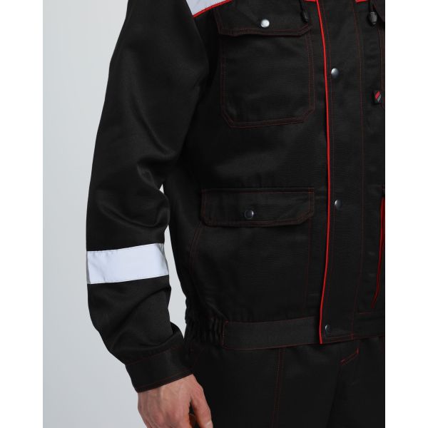 Костюм Титан СОП с капюшоном, ткань Смесовая, 210 г/м2, полукомбинезон, цвет чёрный, красный