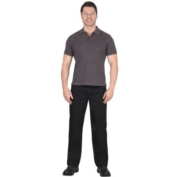Рубашка-поло серая, короткие рукава с манжетом, плотность 180 гр.кв.м